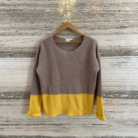 New Look Jumper Color Block Yellow Beige Size 10 Bought in France